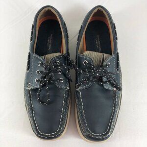 Highland Creek Blue And White Leather Boat Shoes Size 9M